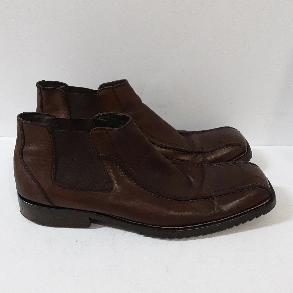 Rush Gordon Rush men Chelsea ankle boot leather brown 11 pull on casual y2k